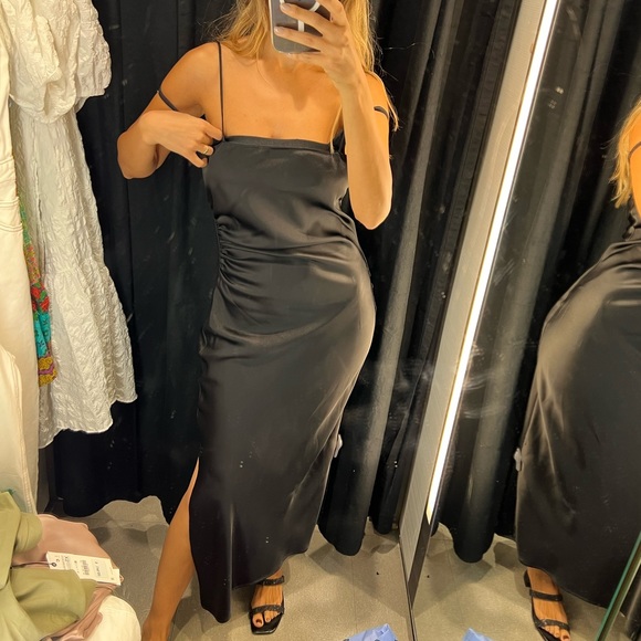 Zara Black Silk Dress New NWT - Picture 2 of 2